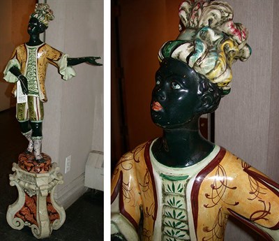 Lot 657 - Italian Pottery Figure of a Blackamoor Height...