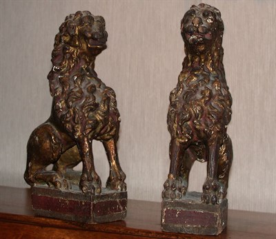 Lot 130A - Pair of Italian Painted and Gilt-Wood Figures...