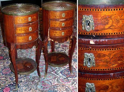 Lot 273 - Pair of Louis XV/XVI Style Marquetry Inlaid...