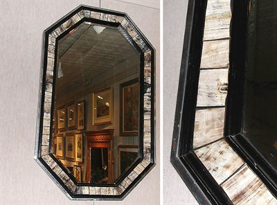 Lot 113 - Part Ebonized Horn Framed Mirror