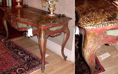 Lot 166 - Pair of Continental Rococo Parcel Gilt and Red...