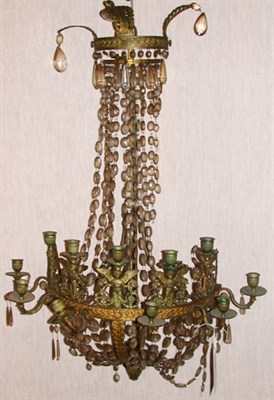 Lot 372 - Pair of Empire Style Gilt-Metal and Cut Glass...