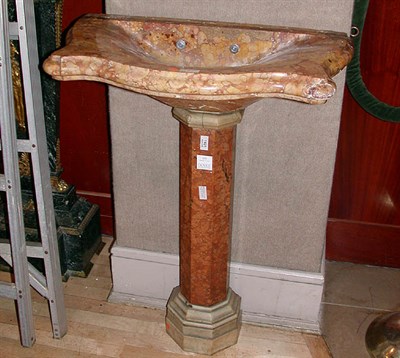 Lot 231 - Italian Salmon and White Marble Basin Raised...