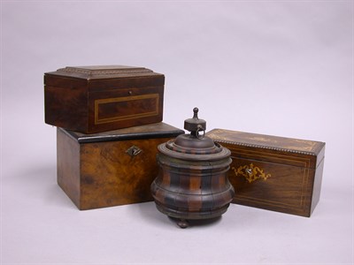 Lot 250 - Miscellaneous Group of Four Wood Tea Caddies...