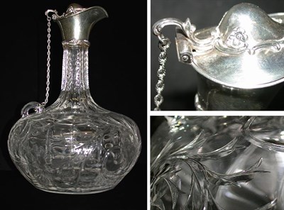Lot 447 - Cut Glass Claret Jug With a Gorham sterling...