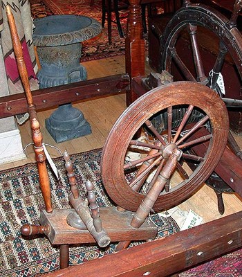 Lot 207 - Oak Spinning Wheel and a Maple Yarn Winder