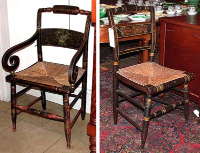 Lot 262A - Assembled Set of Seven Black Painted and...