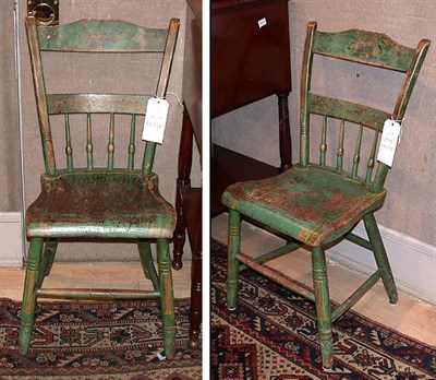 Lot 149A - Pair of Green Painted Fancy Chairs