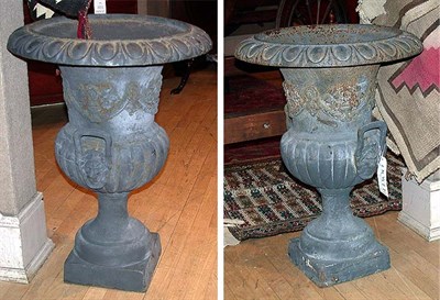 Lot 284A - Pair of Cast-Iron Campana Form Urns
