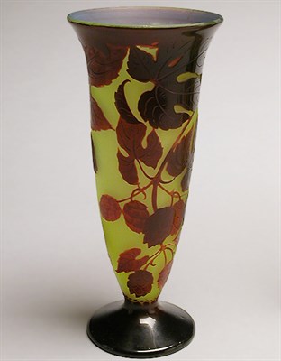 Lot 211 - D'Argental Cameo Glass Vase Of trumpet form,...