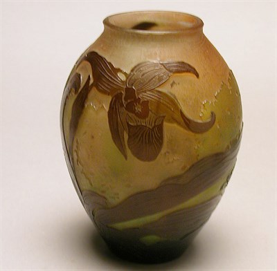 Lot 215 - Galle Cameo Glass Vase Of ovoid form, cut with...