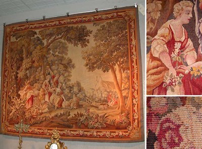 Lot 765 - Aubusson Tapestry Depicting a pastoral scene....