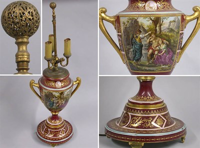 Lot 186 - Vienna Style Porcelain Two-Handled Urn...