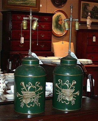 Lot 280A - Two Painted Metal Lamps Height 16 inches.