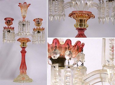 Lot 623 - Baccarat Glass Three-Light Candelabrum In...