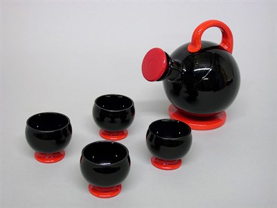 Lot 416 - Loetz Red and Black Glass Cordial Set...