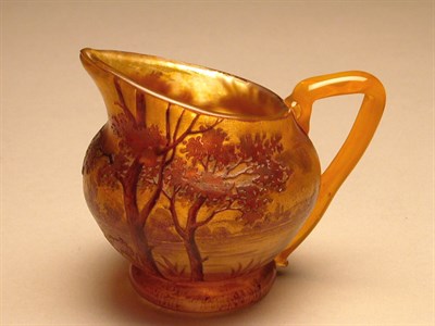 Lot 292 - Daum Nancy Enameled Cameo Glass Pitcher...