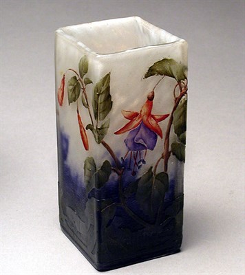 Lot 248 - Daum Nancy Enameled Cameo Glass Vase Of block...
