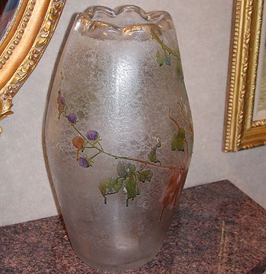 Lot 194 - Louis Damon Enameled Cameo Glass Vase Of...