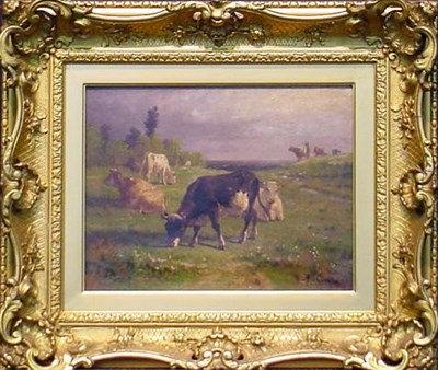 Lot 34 - Antonio Cortes Spanish, 1826-1908 COWS IN A...