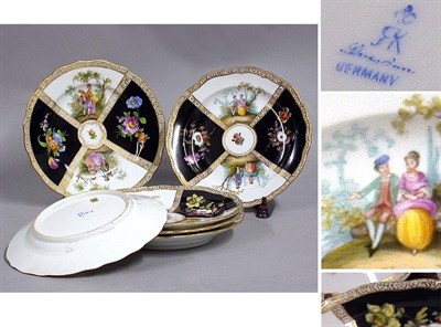 Lot 530 - Set of Six Continental Porcelain Dessert Plates