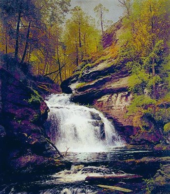 Lot 163 - Hermann Herzog 1832-1932 FOREST INTERIOR WITH...
