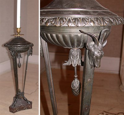 Lot 376 - Empire Bronze Floor Lamp and Brass Table Lamp