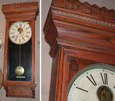 Lot 390 - Victorian Oak Wall Clock