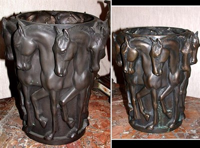 Lot 371 - Pair of Art Deco Bronze Cachepots Of flaring...