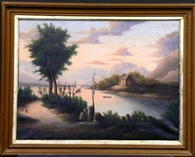Lot 16 - Manner of Thomas Chambers RIVER LANDSCAPE Oil...