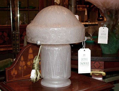 Lot 411 - Daum Nancy Cameo Glass Lamp In colorless...