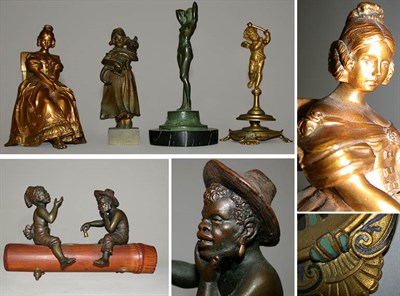 Lot 704 - Group of Five Continental Bronze Figures...