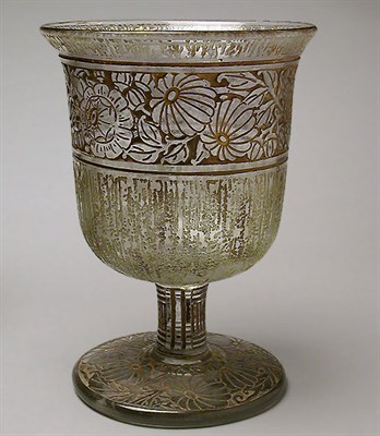 Lot 390 - Daum Nancy Glass Vase Of goblet form, in clear...