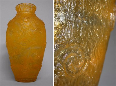 Lot 409 - Daum Nancy Molded Glass Vase Of baluster form,...