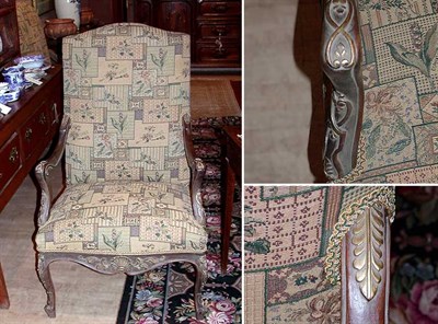 Lot 240 - Pair of Louis XV Style Upholstered Parcel Gilt...