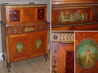 Lot 350 - Edwardian Painted Satinwood Chest of Drawers...