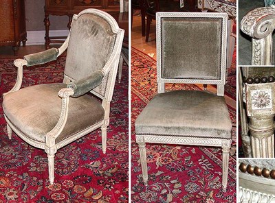 Lot 654 - Set of Six Louis XVI Style Ivory Painted...