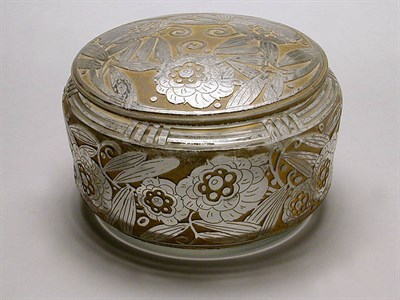 Lot 393 - Daum Nancy Glass Covered Box Of circular form,...