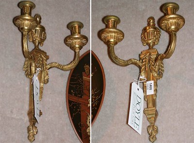 Lot 175 - Pair of Louis XVI Style Gilt-Bronze Two-Light...
