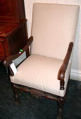 Lot 123 - Continental Baroque Walnut High Back Armchair...