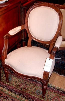 Lot 313 - Pair of Louis XVI Style Beechwood Fauteuils...