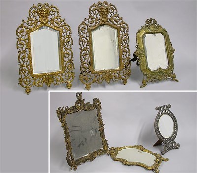 Lot 353 - Group of Six Bronze Framed Mirrors Height of...