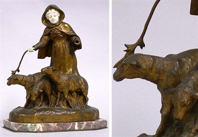 Lot 191 - Gilt-Bronze and Ivory Figure of a Shepherdess...