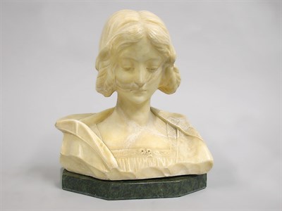 Lot 190 - Alabaster Bust of a Young Girl Height 8 1/2...