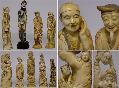 Lot 606 - Group of Nine Chinese Ivory Figural Groups...