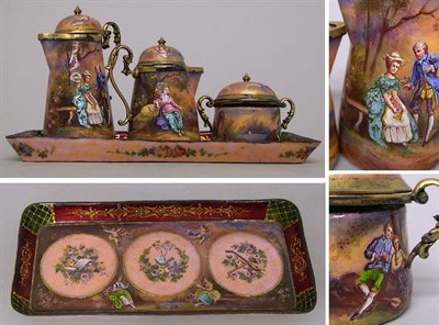 Lot 613 - Viennese Enamel Miniature Tea and Coffee...