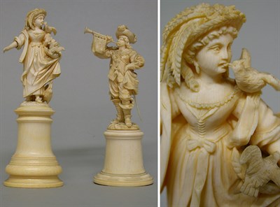 Lot 611 - Two Continental Ivory Figures Depicting a man...
