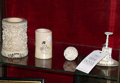 Lot 612 - Group of Ivory Articles Comprising two brush...