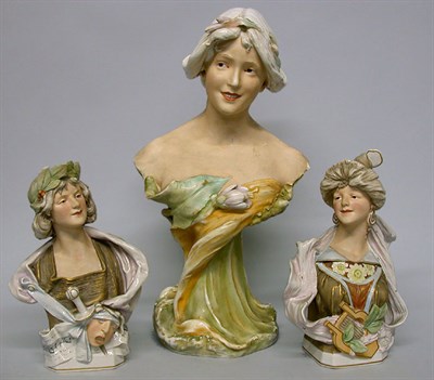 Lot 702 - Group of Three Royal Dux Porcelain Busts...