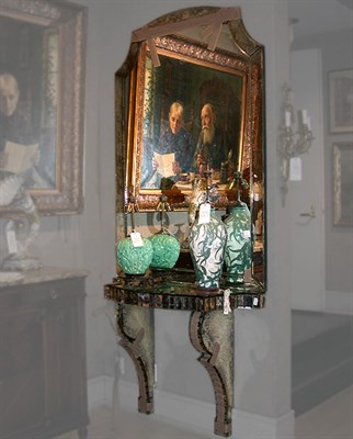 Lot 379 - Art Deco Mirrored Pier Table and Mirror Height...